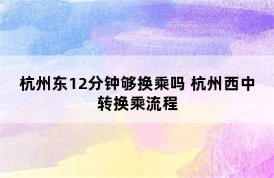 杭州东12分钟够换乘吗 杭州西中转换乘流程